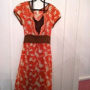 Sweet Maurices Coral Votton Print Dress - Small
